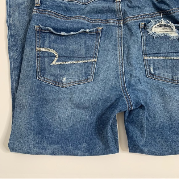American Eagle Outfitters Destroyed Straight Leg Mid-Rise Jeans - Picture 7 of 15